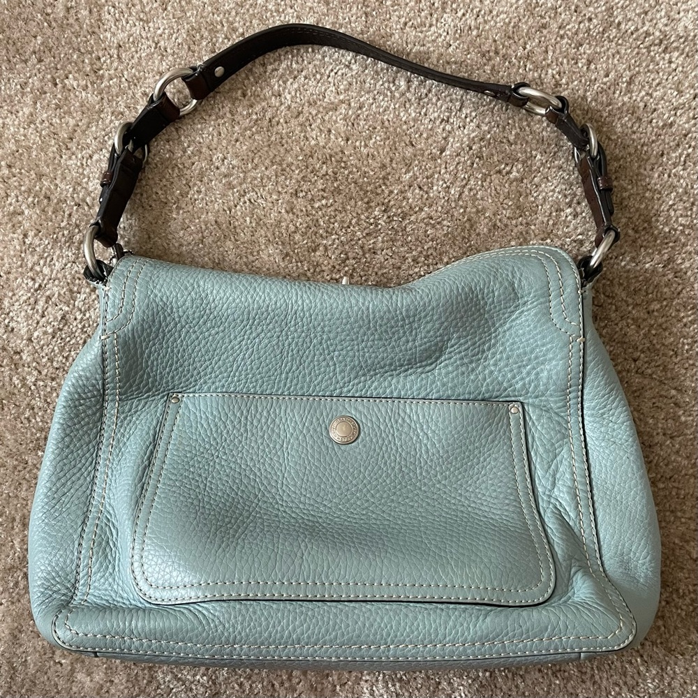 Vintage Blue Leather Coach Bag